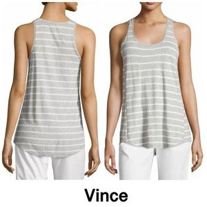 Vince Racerback Tank top grey striped sz Small